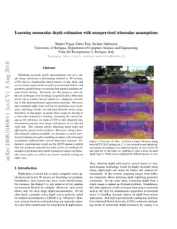 Learning monocular depth estimation with unsupervised trinocular
  assumptions