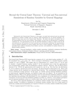 Beyond the Central Limit Theorem: Universal and Non-universal
  Simulations of Random Variables by General Mappings