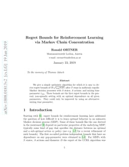 Regret Bounds for Reinforcement Learning via Markov Chain Concentration
