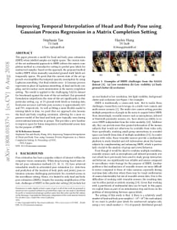 Improving Temporal Interpolation of Head and Body Pose using Gaussian
  Process Regression in a Matrix Completion Setting