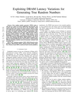 Exploiting DRAM Latency Variations for Generating True Random Numbers