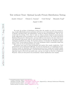 Test without Trust: Optimal Locally Private Distribution Testing