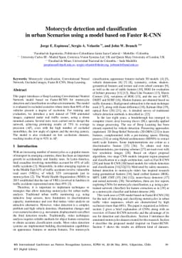 Motorcycle detection and classification in urban Scenarios using a model
  based on Faster R-CNN