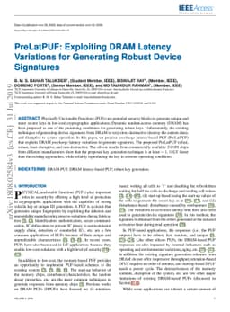 PreLatPUF: Exploiting DRAM Latency Variations for Generating Robust
  Device Signatures