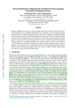 Adversarial Domain Adaptation for Variational Neural Language Generation
  in Dialogue Systems