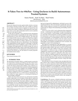 It Takes Two to #MeToo - Using Enclaves to Build Autonomous Trusted
  Systems