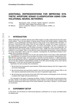 Additional Representations for Improving Synthetic Aperture Sonar
  Classification Using Convolutional Neural Networks