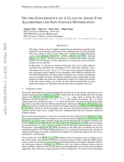 On the Convergence of A Class of Adam-Type Algorithms for Non-Convex
  Optimization
