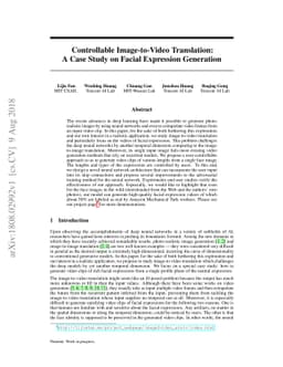 Controllable Image-to-Video Translation: A Case Study on Facial
  Expression Generation