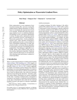 Policy Optimization as Wasserstein Gradient Flows