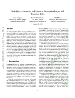 Finite Query Answering in Expressive Description Logics with Transitive
  Roles