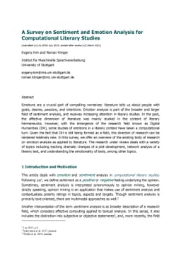 A Survey on Sentiment and Emotion Analysis for Computational Literary
  Studies