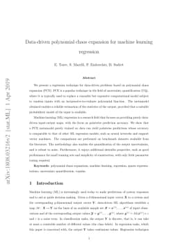 Data-driven polynomial chaos expansion for machine learning regression