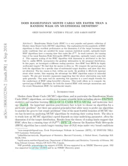 Does Hamiltonian Monte Carlo mix faster than a random walk on multimodal
  densities?