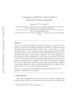 A quantum related-key attack based on Bernstein-Vazirani algorithm