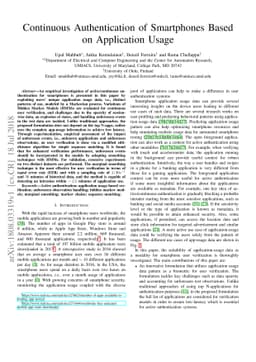 Continuous Authentication of Smartphones Based on Application Usage