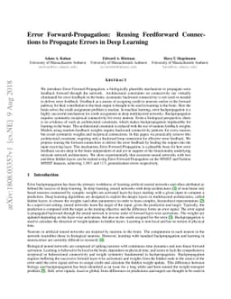 Error Forward-Propagation: Reusing Feedforward Connections to Propagate
  Errors in Deep Learning