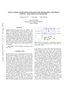 Deep Learning Based Speed Estimation for Constraining Strapdown Inertial
  Navigation on Smartphones