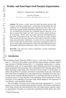 Weakly- and Semi-Supervised Panoptic Segmentation