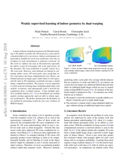 Weakly supervised learning of indoor geometry by dual warping