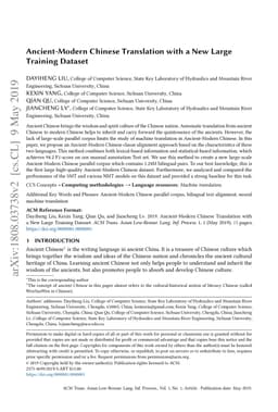 Ancient-Modern Chinese Translation with a Large Training Dataset