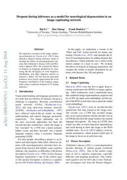 Dropout during inference as a model for neurological degeneration in an
  image captioning network