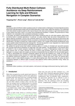 Fully Distributed Multi-Robot Collision Avoidance via Deep Reinforcement
  Learning for Safe and Efficient Navigation in Complex Scenarios