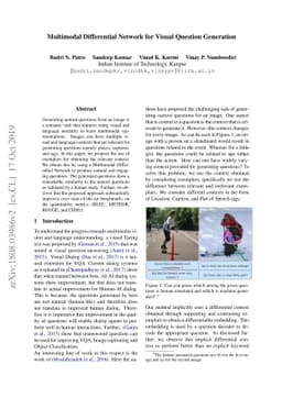 Multimodal Differential Network for Visual Question Generation