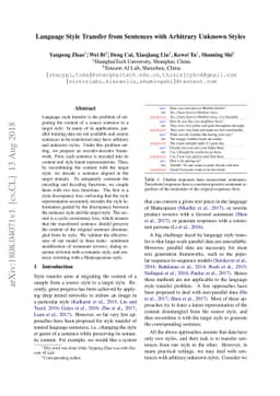 Language Style Transfer from Sentences with Arbitrary Unknown Styles