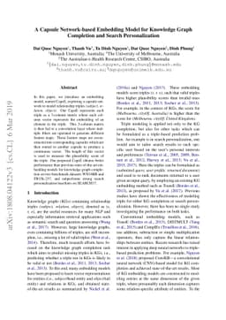 A Capsule Network-based Embedding Model for Knowledge Graph Completion
  and Search Personalization