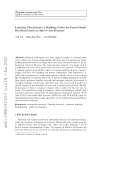 Learning Discriminative Hashing Codes for Cross-Modal Retrieval based on
  Multi-view Features