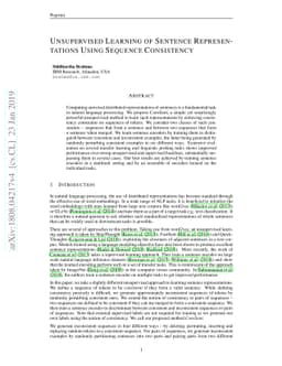 Unsupervised Learning of Sentence Representations Using Sequence
  Consistency