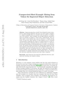 Unsupervised Hard Example Mining from Videos for Improved Object
  Detection