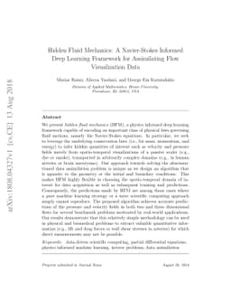 Hidden Fluid Mechanics: A Navier-Stokes Informed Deep Learning Framework
  for Assimilating Flow Visualization Data