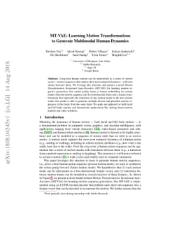 MT-VAE: Learning Motion Transformations to Generate Multimodal Human
  Dynamics