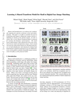 Learning A Shared Transform Model for Skull to Digital Face Image
  Matching