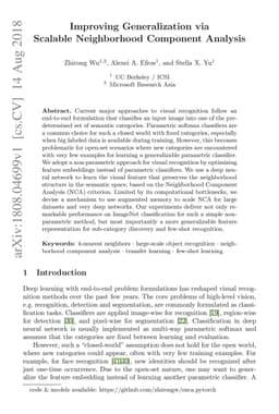 Improving Generalization via Scalable Neighborhood Component Analysis