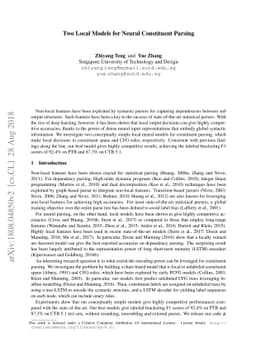 Two Local Models for Neural Constituent Parsing