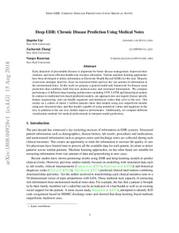 Deep EHR: Chronic Disease Prediction Using Medical Notes