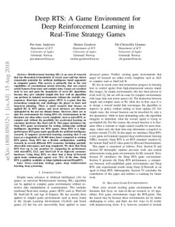 Deep RTS: A Game Environment for Deep Reinforcement Learning in
  Real-Time Strategy Games