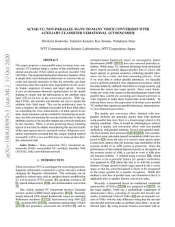 ACVAE-VC: Non-parallel many-to-many voice conversion with auxiliary
  classifier variational autoencoder