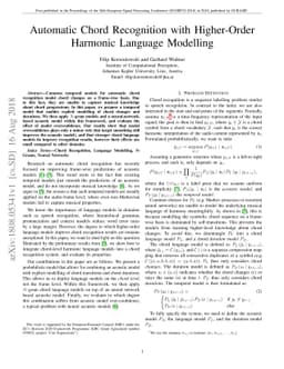 Automatic Chord Recognition with Higher-Order Harmonic Language
  Modelling