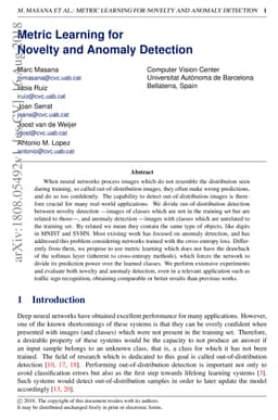 Metric Learning for Novelty and Anomaly Detection