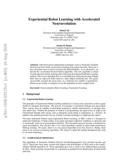 Experiential Robot Learning with Accelerated Neuroevolution
