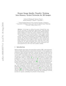Deeper Image Quality Transfer: Training Low-Memory Neural Networks for
  3D Images