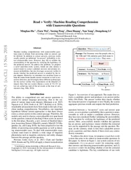 Read + Verify: Machine Reading Comprehension with Unanswerable Questions