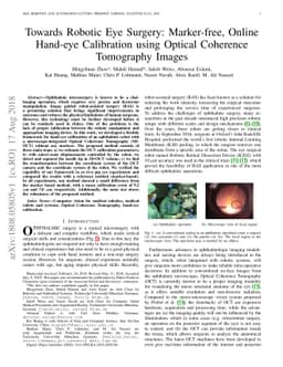 Towards Robotic Eye Surgery: Marker-free, Online Hand-eye Calibration
  using Optical Coherence Tomography Images