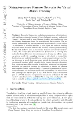 Distractor-aware Siamese Networks for Visual Object Tracking