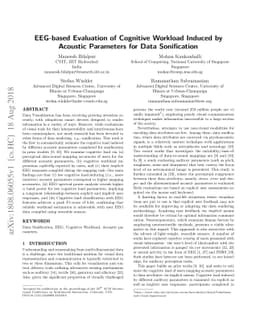 EEG-based Evaluation of Cognitive Workload Induced by Acoustic
  Parameters for Data Sonification