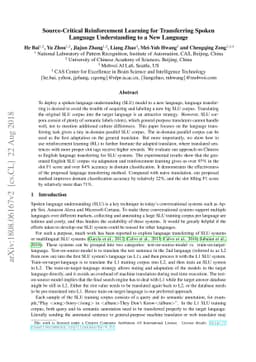 Source-Critical Reinforcement Learning for Transferring Spoken Language
  Understanding to a New Language